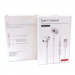 Wholesale Type-C USB HiFi Stereo Sound Wired Earbuds Headset with Mic and Volume Control for Universal Type-C Port Android Cell Phone and Device (White)